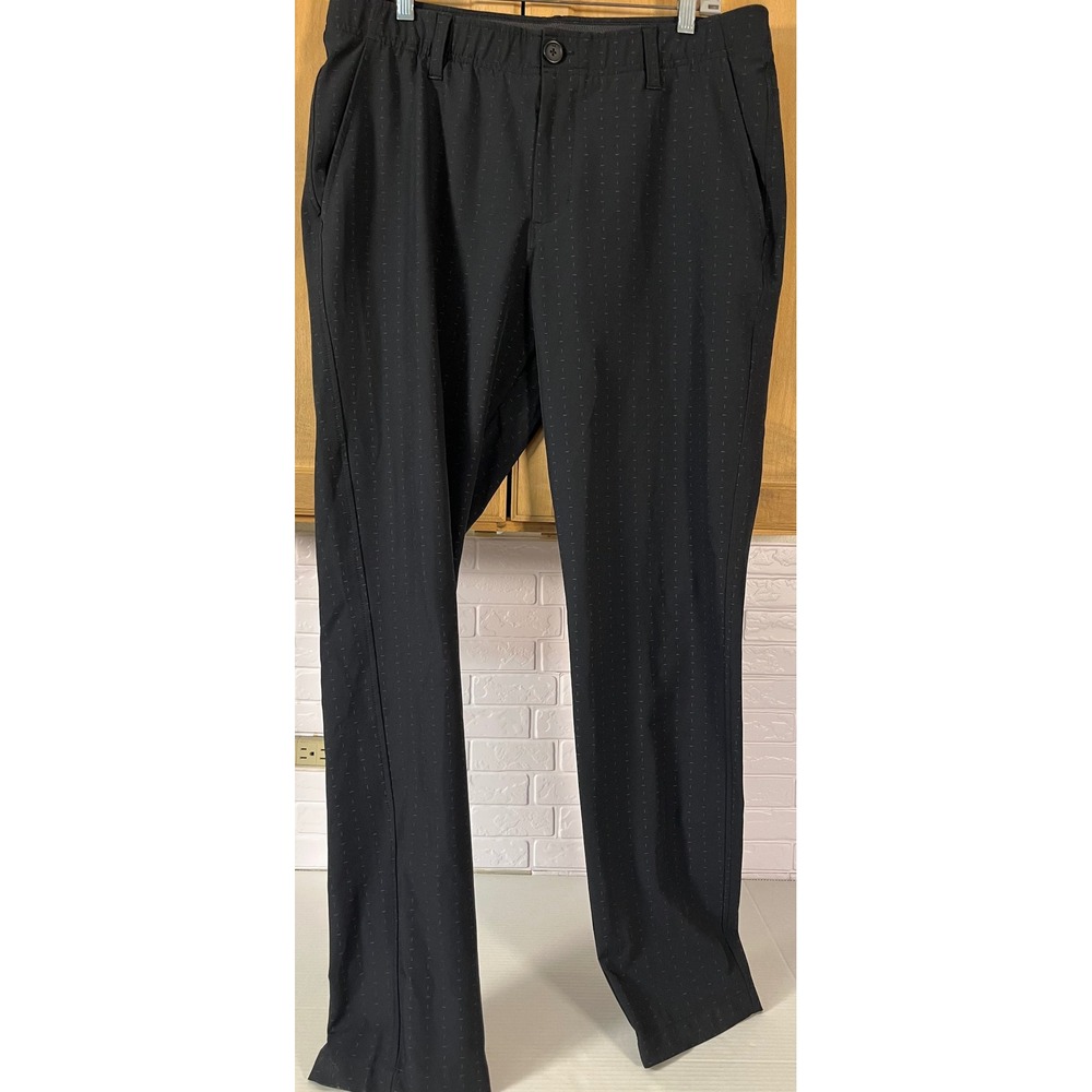 Under Armour Golf Pants Mens 36/32 Black Dash Pattern Performance Trousers